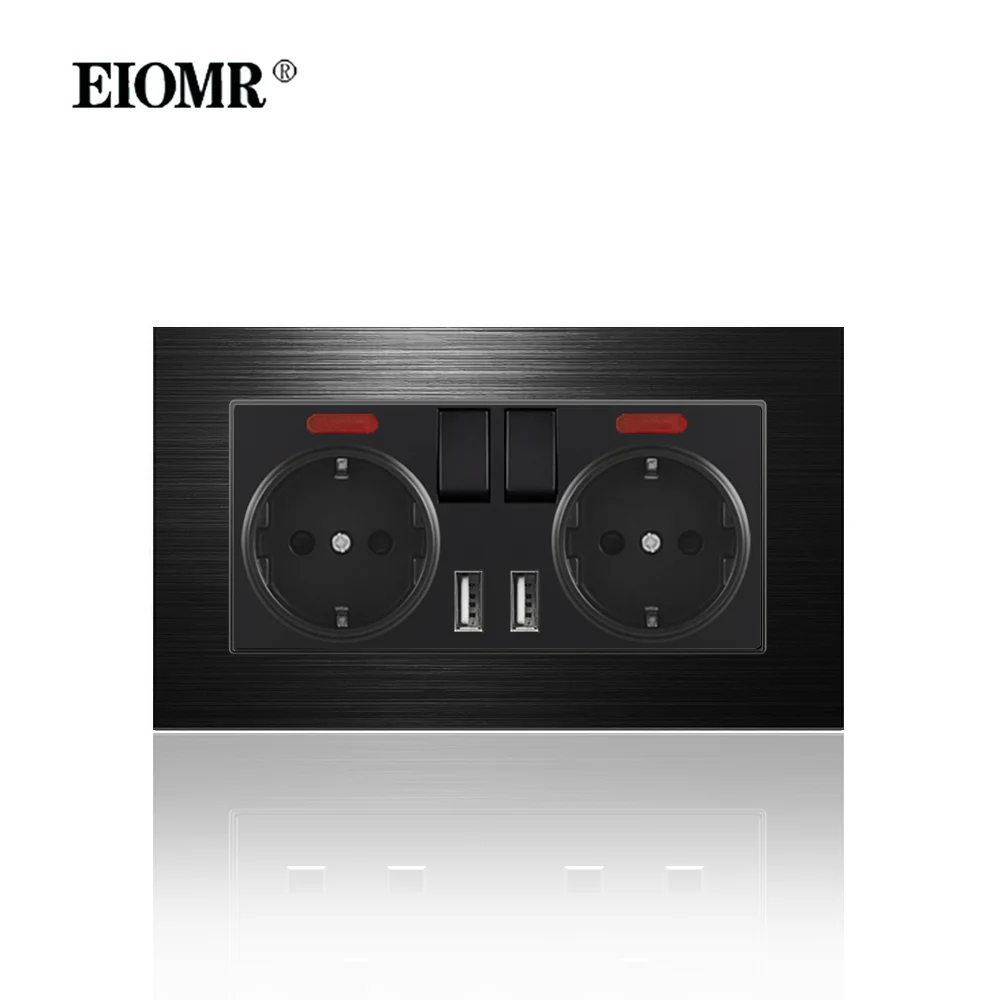 EIOMR черная электрическая розетка 16A 
EIOMR черная электрическая розетка 16A