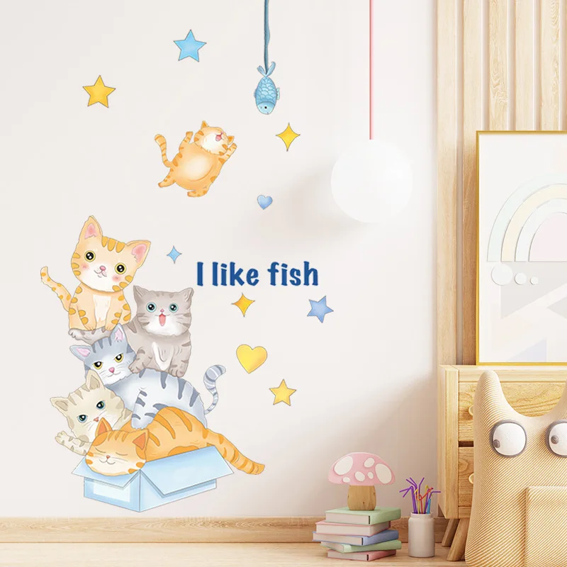 Cat Wall Stickers For Children's Room Decorative Vinyl Fish Wall Stickers For Kids Rooms Animal Pattern Wall Stickers Child
Cat Wall Stickers For Children's Room Decorative Vinyl Fish Wall Stickers For Kids Rooms Animal Pattern Wall Stickers Child