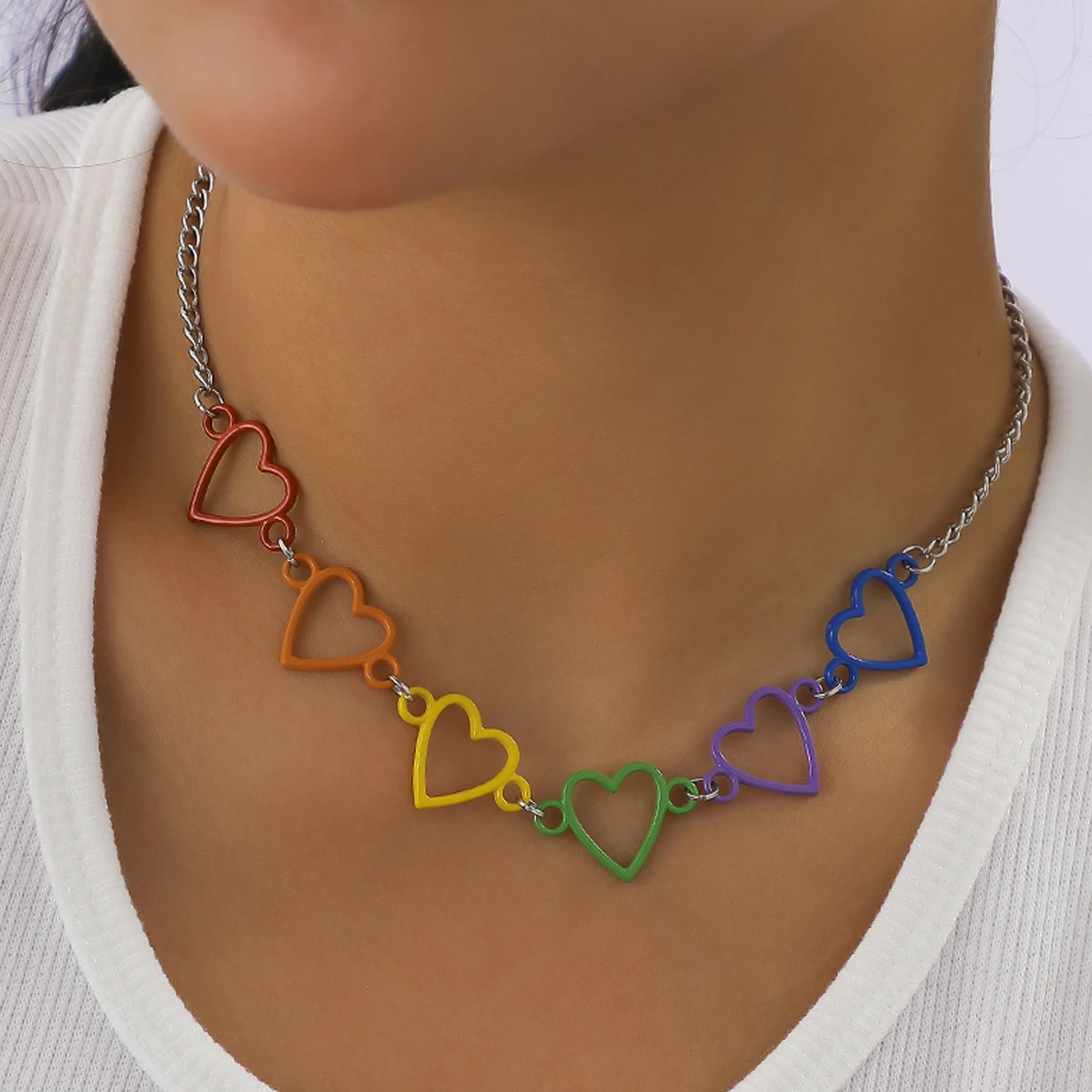 Lacteo Bohemia Colorful Heart Decor Choker Necklaces for Women Men Punk Asymmetrical Metal Chain Necklace Jewelry Accessories
Lacteo Bohemia Colorful Heart Decor Choker Necklaces for Women Men Punk Asymmetrical Metal Chain Necklace Jewelry Accessories