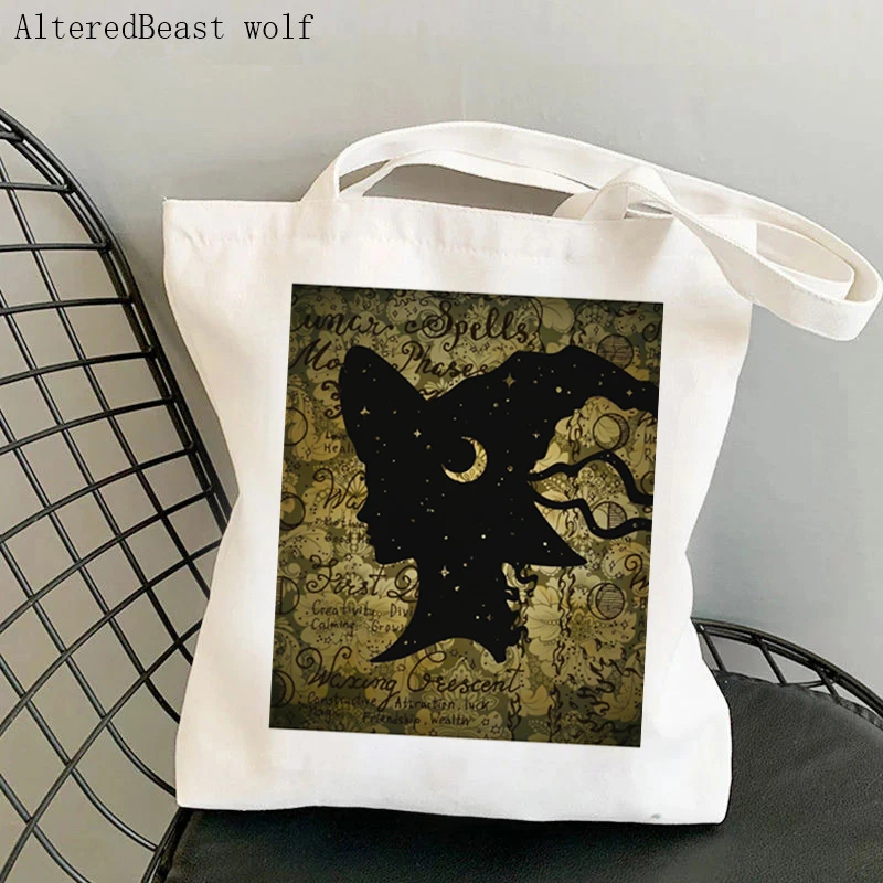 Women Shopper bag magic WITCH Book of Spells Tarot card witchy Bag Harajuku Canvas Shopper Bag girl handbag Shoulder Lady Bag
Women Shopper bag magic WITCH Book of Spells Tarot card witchy Bag Harajuku Canvas Shopper Bag girl handbag Shoulder Lady Bag
