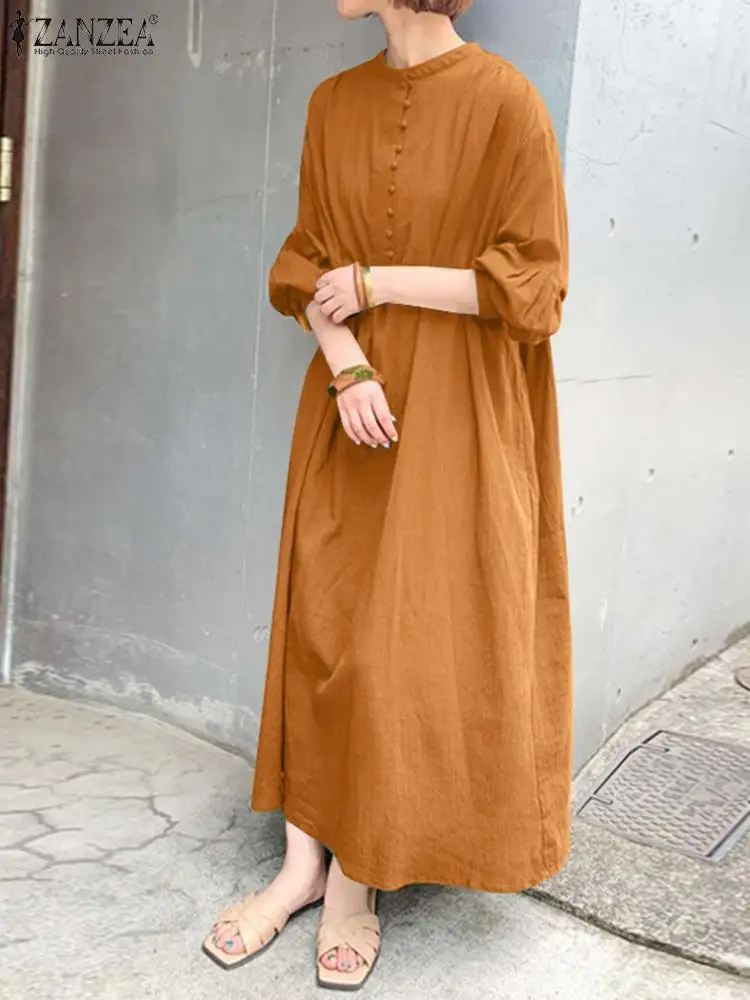 ZANZEA Casual Elegant Maxi Robe Women Spring Stylish Dress Solid Streetwear Vestidos Female Stand Collar Puff Sleeve Sundress
ZANZEA Casual Elegant Maxi Robe Women Spring Stylish Dress Solid Streetwear Vestidos Female Stand Collar Puff Sleeve Sundress