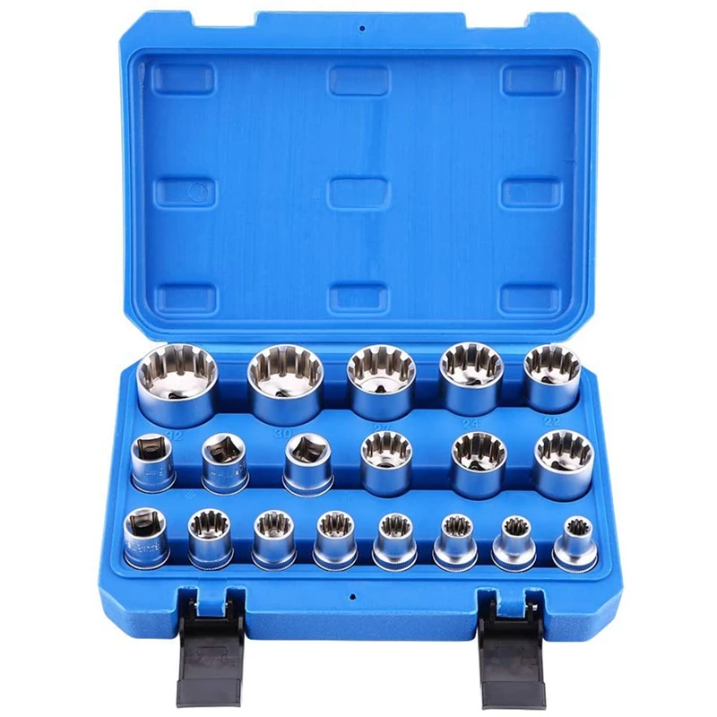 19 Pcs 1/2 Inch Torx Socket Wrench Set Gear Lock Socket Wrench Multi-Tooth Torx Socket Wrench Set Socket Set M8-M32
19 Pcs 1/2 Inch Torx Socket Wrench Set Gear Lock Socket Wrench Multi-Tooth Torx Socket Wrench Set Socket Set M8-M32