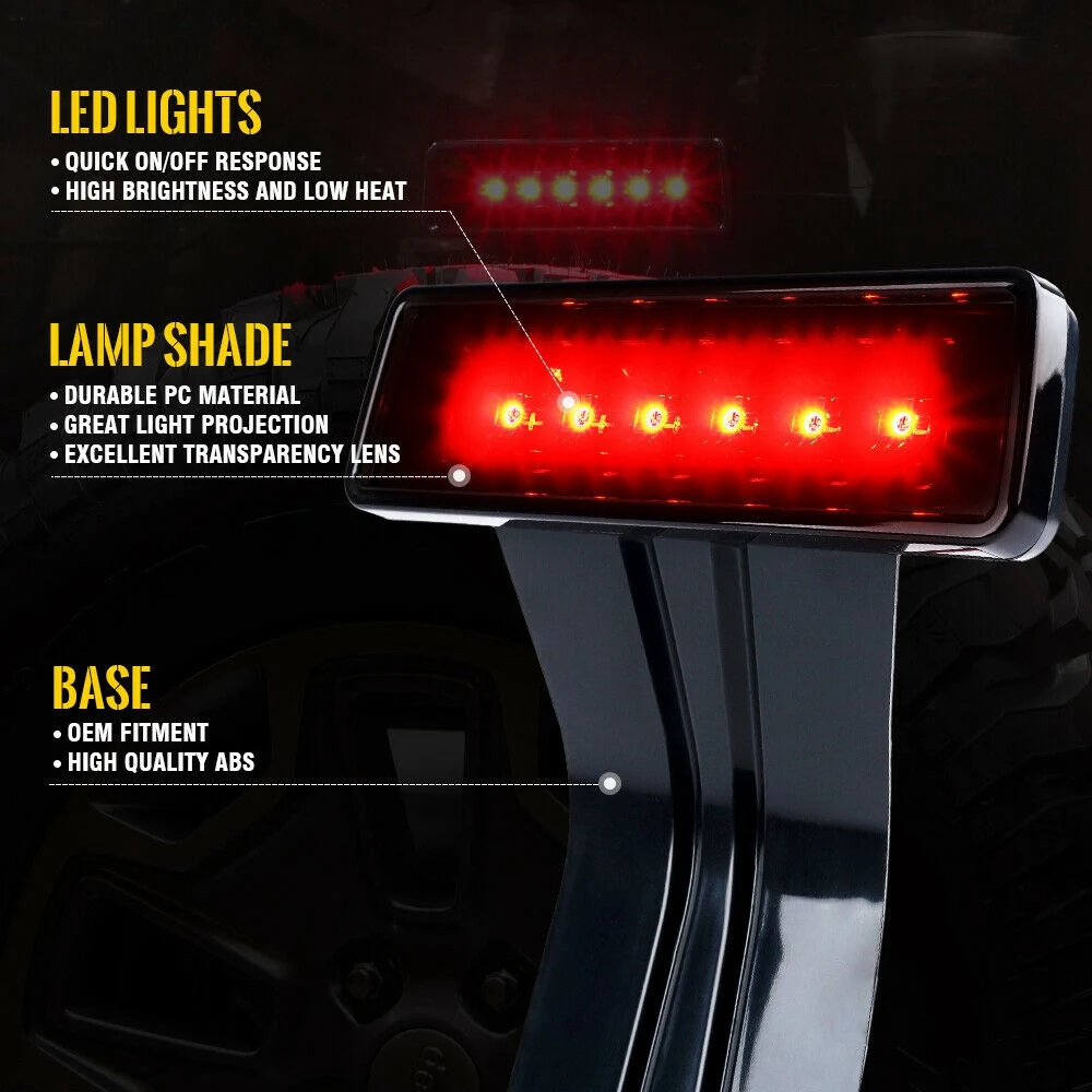 Car LED Third Brake Tail Lights High Mount Stop Lights for Jeep Wrangler JK 07-18
Car LED Third Brake Tail Lights High Mount Stop Lights for Jeep Wrangler JK 07-18