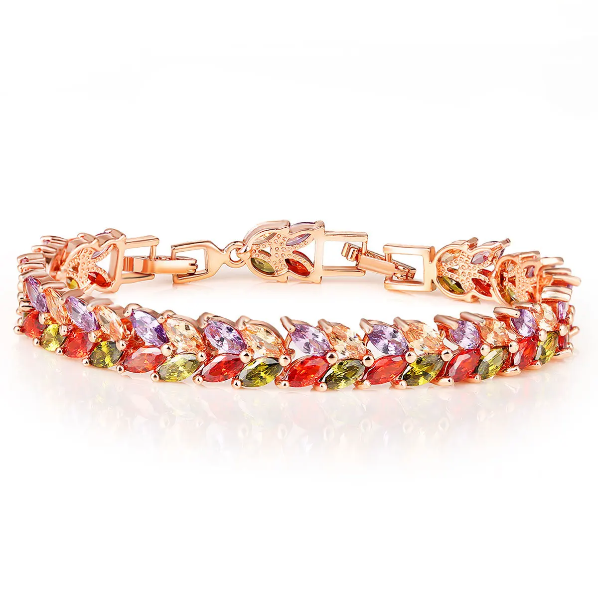 Women's Bohemian Cubic Zircon Oxide Bracelet Colorful Rose Gold Colorful Zircon Copper Bangle Bride's Wedding Jewelry
Women's Bohemian Cubic Zircon Oxide Bracelet Colorful Rose Gold Colorful Zircon Copper Bangle Bride's Wedding Jewelry