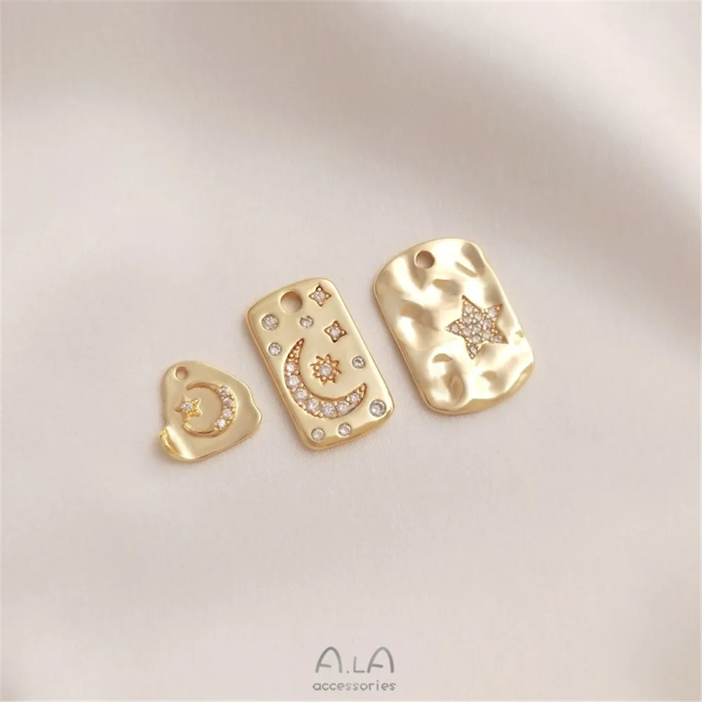 Inlaid zircon Star and Moon tag 14K gold color rectangular pendant handmade DIY bracelet necklace pendant
Inlaid zircon Star and Moon tag 14K gold color rectangular pendant handmade DIY bracelet necklace pendant