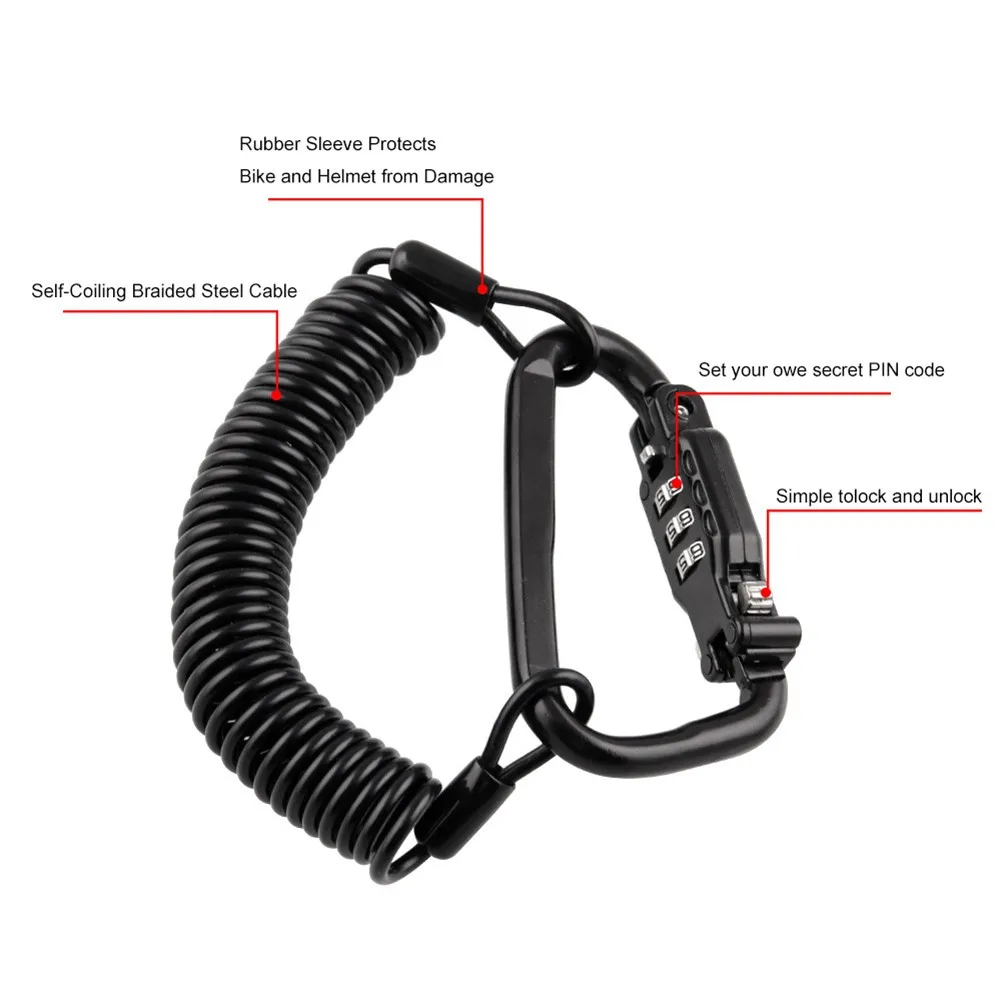 Combination Lock Helmet Lock Outdoor Sport Zinc Alloy Security Kit 1800MM 1pcs Accessories Rope Lock Device Compact
Combination Lock Helmet Lock Outdoor Sport Zinc Alloy Security Kit 1800MM 1pcs Accessories Rope Lock Device Compact