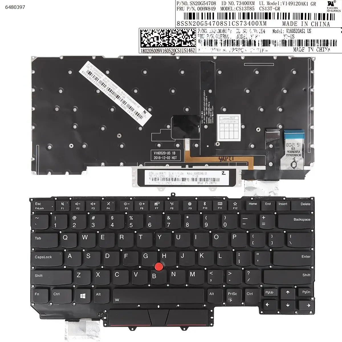 

US Laptop Keyboard for Lenovo IBM ThinkPad X1 Carbon Gen 5 2017 BLACK With Point stick Backlit