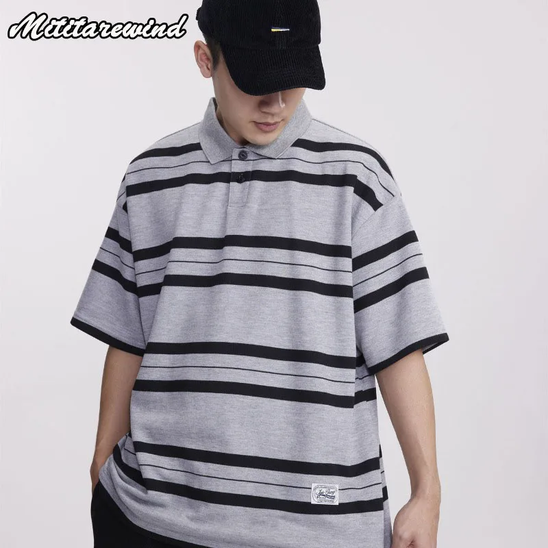 Men's Short Sleeve Polo T-shirts Casual Loose Male Turn-down Collar Summer Tops Pure Cotton High Street Style Ins Vibe Simple
Men's Short Sleeve Polo T-shirts Casual Loose Male Turn-down Collar Summer Tops Pure Cotton High Street Style Ins Vibe Simple