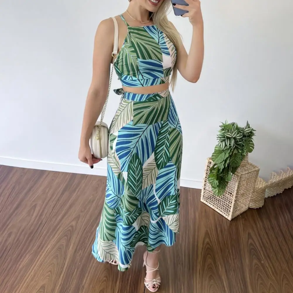 Summer 2Pcs/Set Comfy Leaves Print Top Skirt Outfits All-match Sling Top Skirt Pullover for Work
Summer 2Pcs/Set Comfy Leaves Print Top Skirt Outfits All-match Sling Top Skirt Pullover for Work
