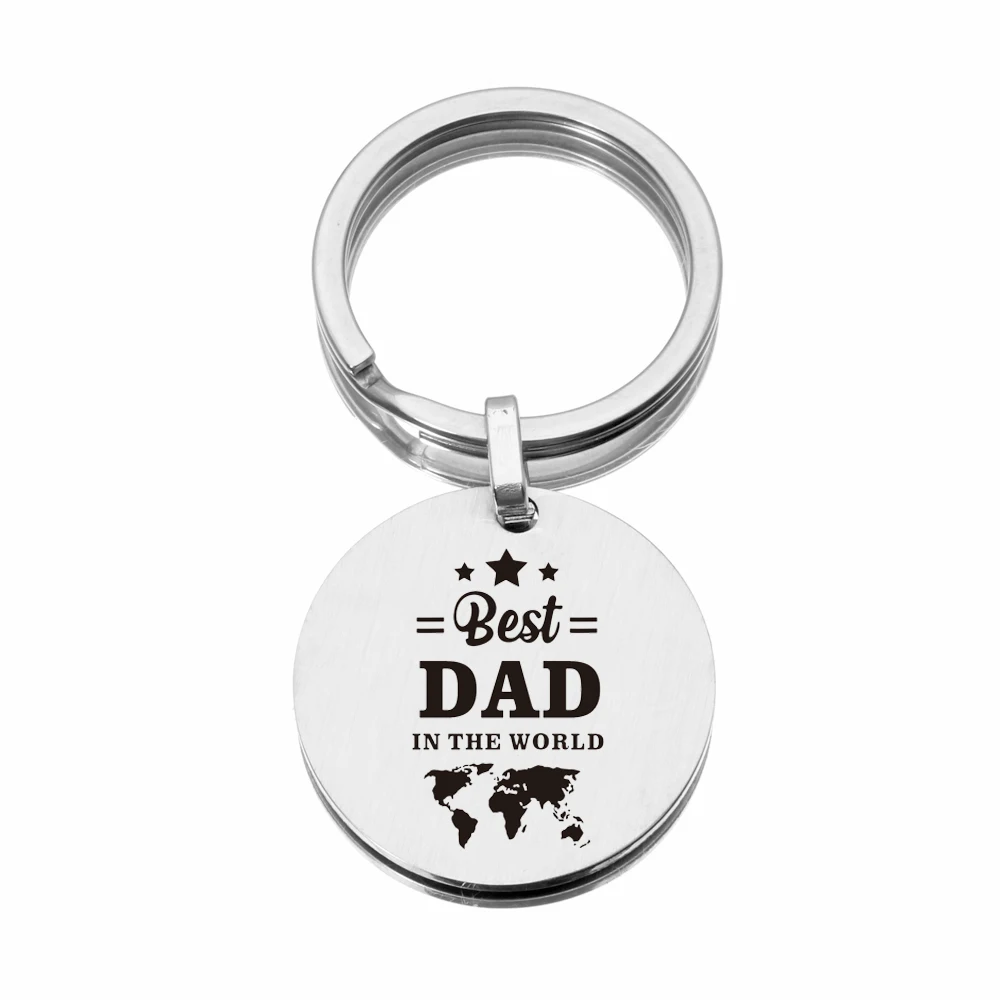 New Silver Stainless Steel Laser Engraved World's Best Dad Keychain Men's Jewelry Father's Day Gift Car Pendant
New Silver Stainless Steel Laser Engraved World's Best Dad Keychain Men's Jewelry Father's Day Gift Car Pendant