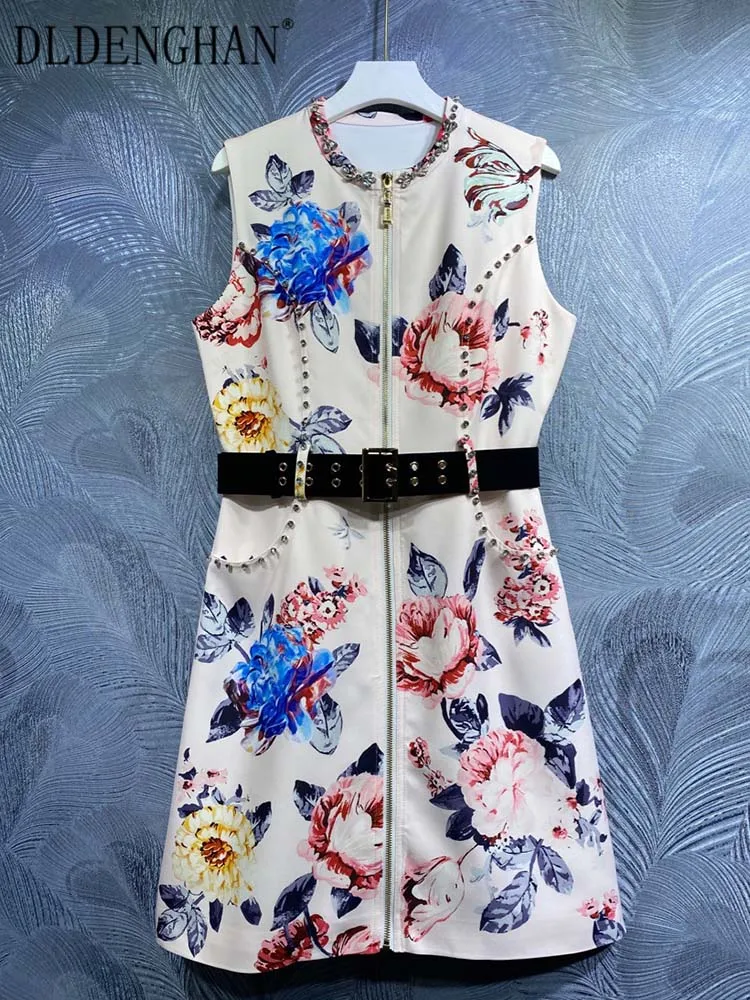 DLDENGHAN Autumn Tanks Dress Women O-Neck Flower Print Crystal Diamonds Belt High Street Mini Dresses Fashion Designer New
DLDENGHAN Autumn Tanks Dress Women O-Neck Flower Print Crystal Diamonds Belt High Street Mini Dresses Fashion Designer New
