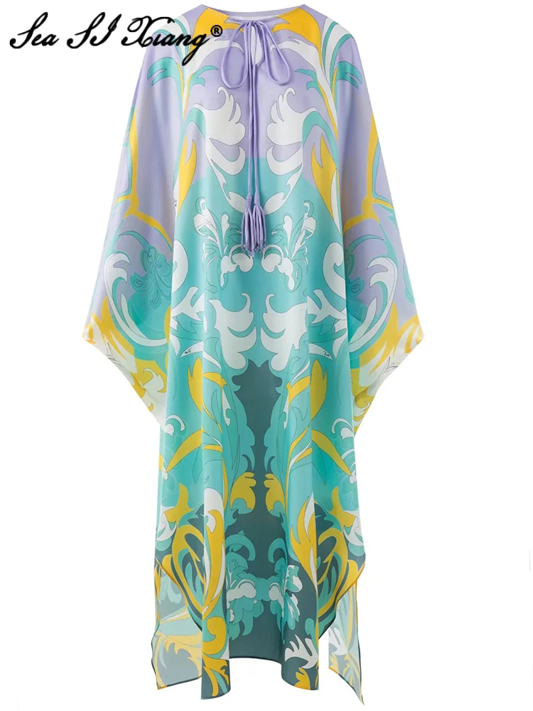 Seasixiang Fashion Designer Summer Loose Maxi Dress Women O-Neck Batwing Sleeve Flower Print Bohemian Floor-Length Dresses
Seasixiang Fashion Designer Summer Loose Maxi Dress Women O-Neck Batwing Sleeve Flower Print Bohemian Floor-Length Dresses