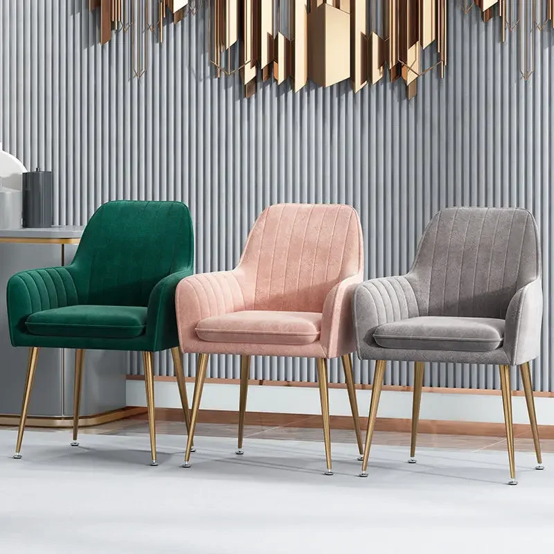 

Nordic Metal Dinning Chair Home Internet Lounge Makeup Designer Armchair Backrest Bedroom Chaises De Salon Household Items