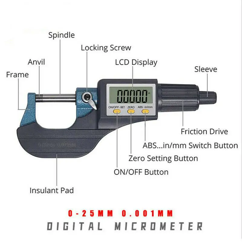 Durable Digital Outside Micrometer Large Screen Micrometer Electronic Micrometers
Durable Digital Outside Micrometer Large Screen Micrometer Electronic Micrometers