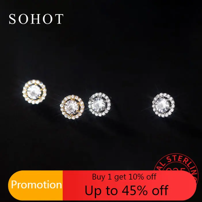 Fashion Real 925 Sterling Silver Zircon CZ Round Stud Earrings for Women Geometric Round Zircon with Six Claws Fine Jewelry
Fashion Real 925 Sterling Silver Zircon CZ Round Stud Earrings for Women Geometric Round Zircon with Six Claws Fine Jewelry
