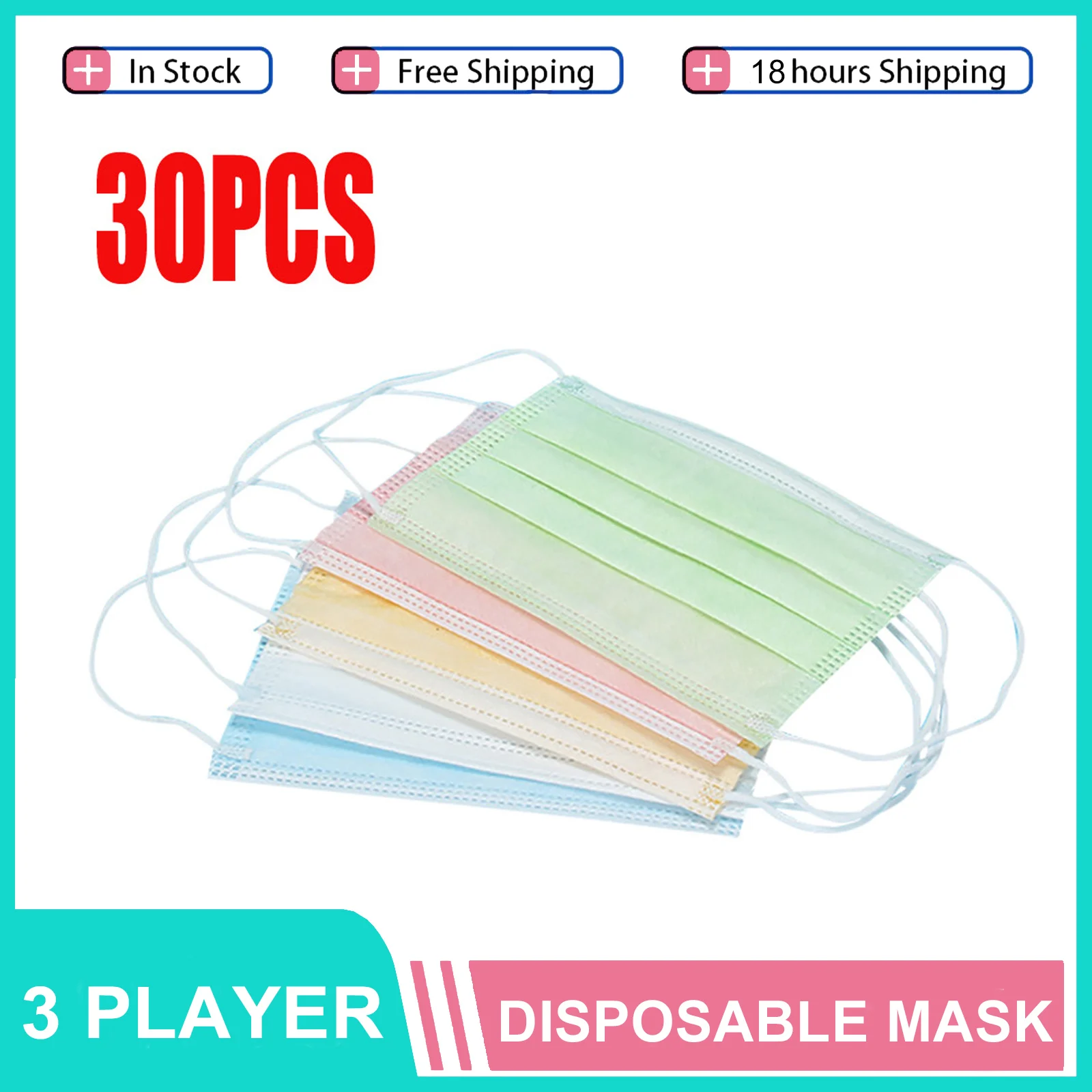 Маски одноразовые цветные для мальчиков и девочек, 3 слоя, пылезащитные, 30 шт.
Маски одноразовые цветные для мальчиков и девочек, 3 слоя, пылезащитные, 30 шт.