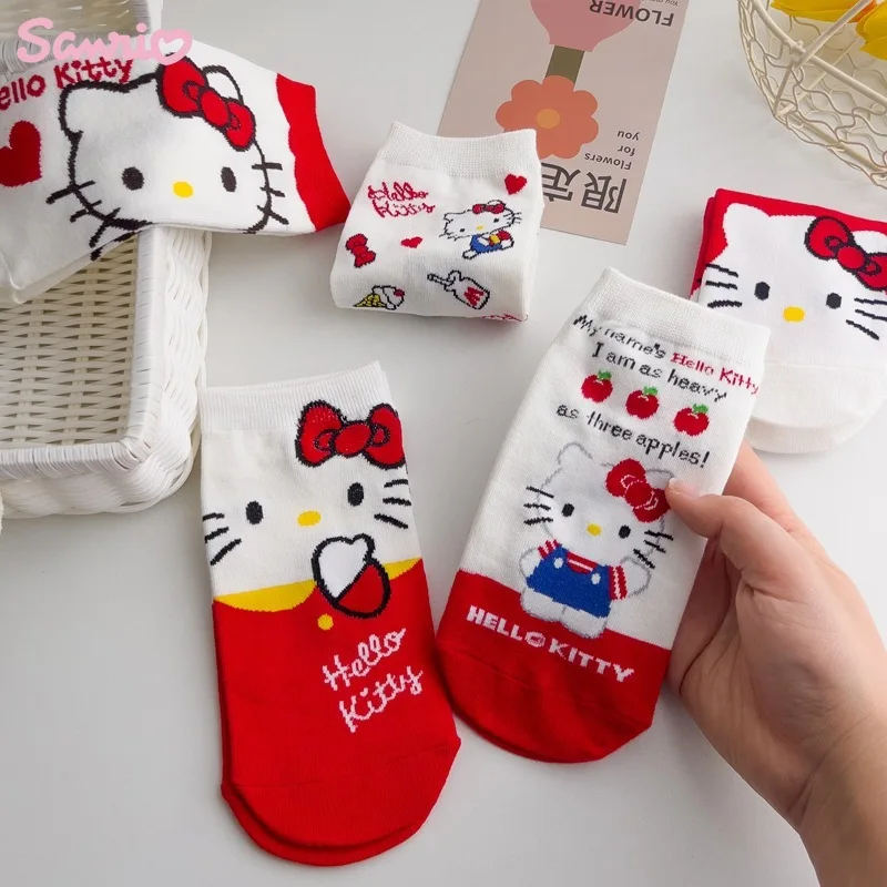 

Sanrio, Hello Kitty Cinnamoroll носки My Melody Hangyodon короткие носки Мультяшные хлопковые мягкие впитывающие пот дышащие носки-лодочки