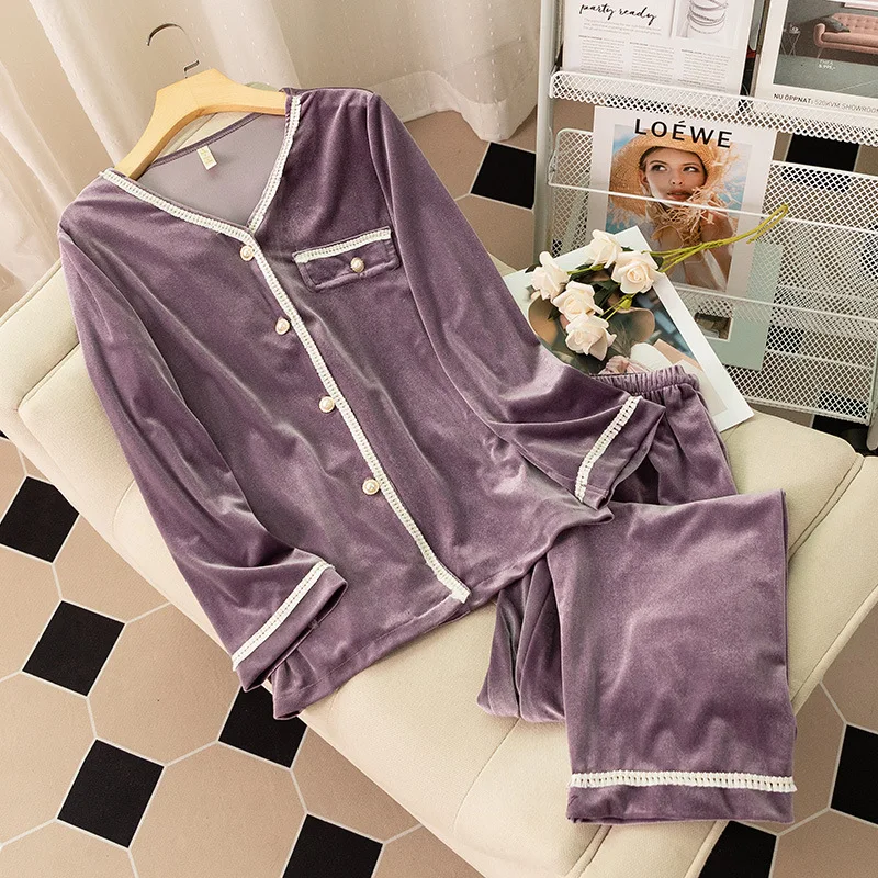 Бархатная одежда для сна, Осень-зима, новая женская пижама, 2 предмета, женская повседневная одежда для сна, велюровая Интимная одежда
Бархатная одежда для сна, Осень-зима, новая женская пижама, 2 предмета, женская повседневная одежда для сна, велюровая Интимная одежда