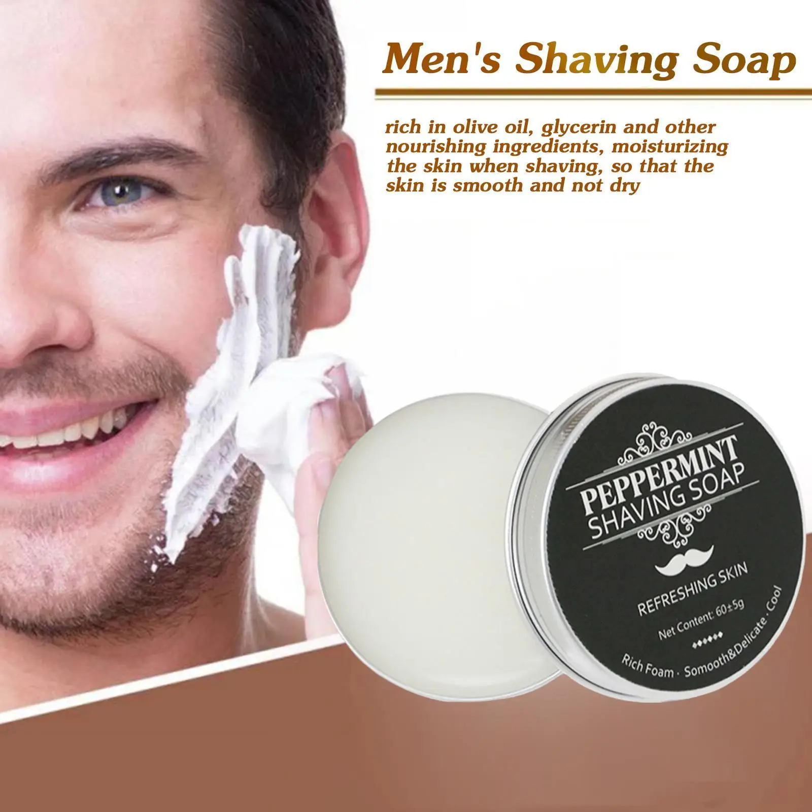 60g Mint Scent Men's Shaving Soap Aluminum Boxed Foam Rich Gentle Not Stimulating Handmade Soap Gentle Shave Beard Cream
60g Mint Scent Men's Shaving Soap Aluminum Boxed Foam Rich Gentle Not Stimulating Handmade Soap Gentle Shave Beard Cream