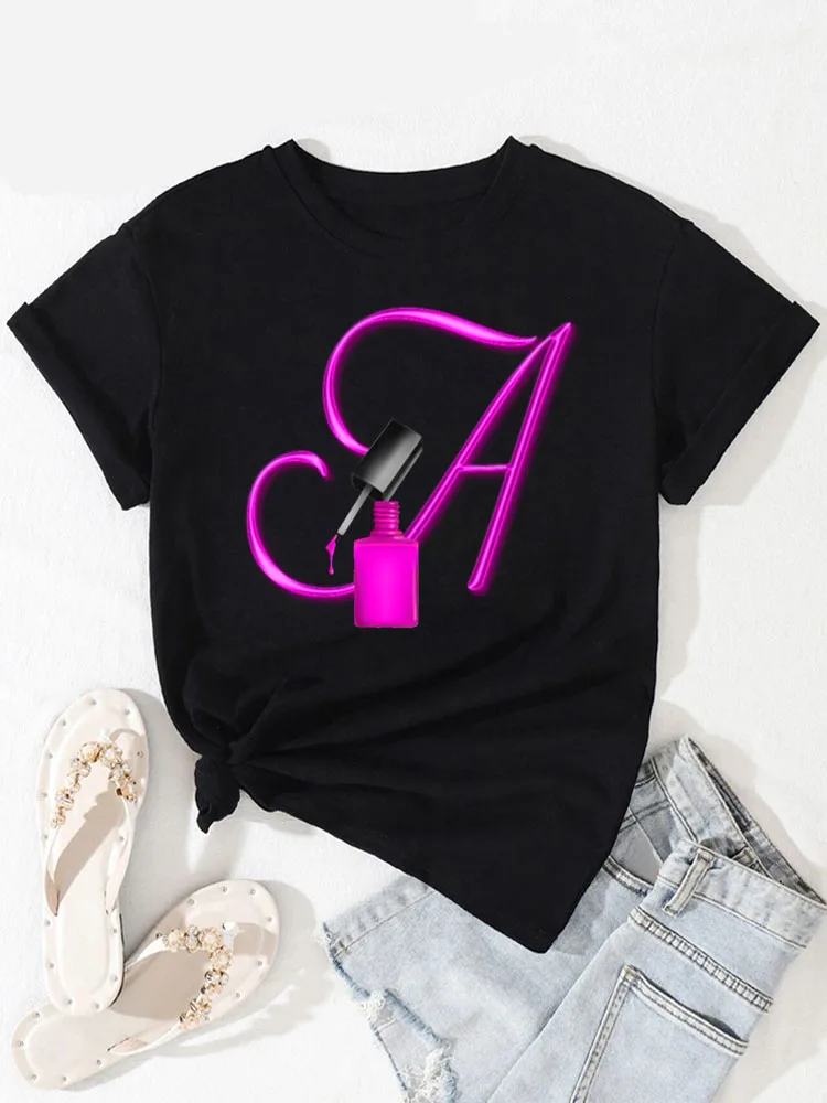 Women T-shirt Name Letter Combination Nail Art Letter Font A B C D E Short Sleeve Tops Black T-shirt Oversized Clothing
Women T-shirt Name Letter Combination Nail Art Letter Font A B C D E Short Sleeve Tops Black T-shirt Oversized Clothing