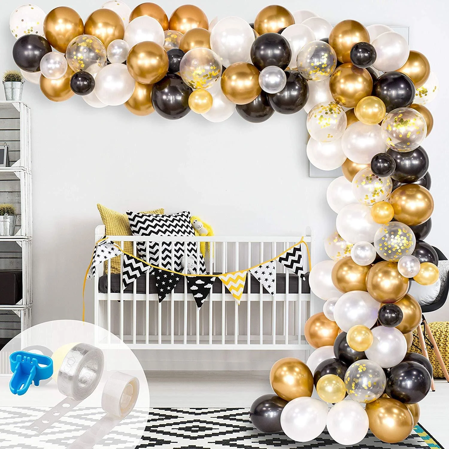 

120pcs Black Gold Theme Party Decoration Balloon Arch Garland Gold Metal Ball Confetti Balloon Party Decoration Supplies Set