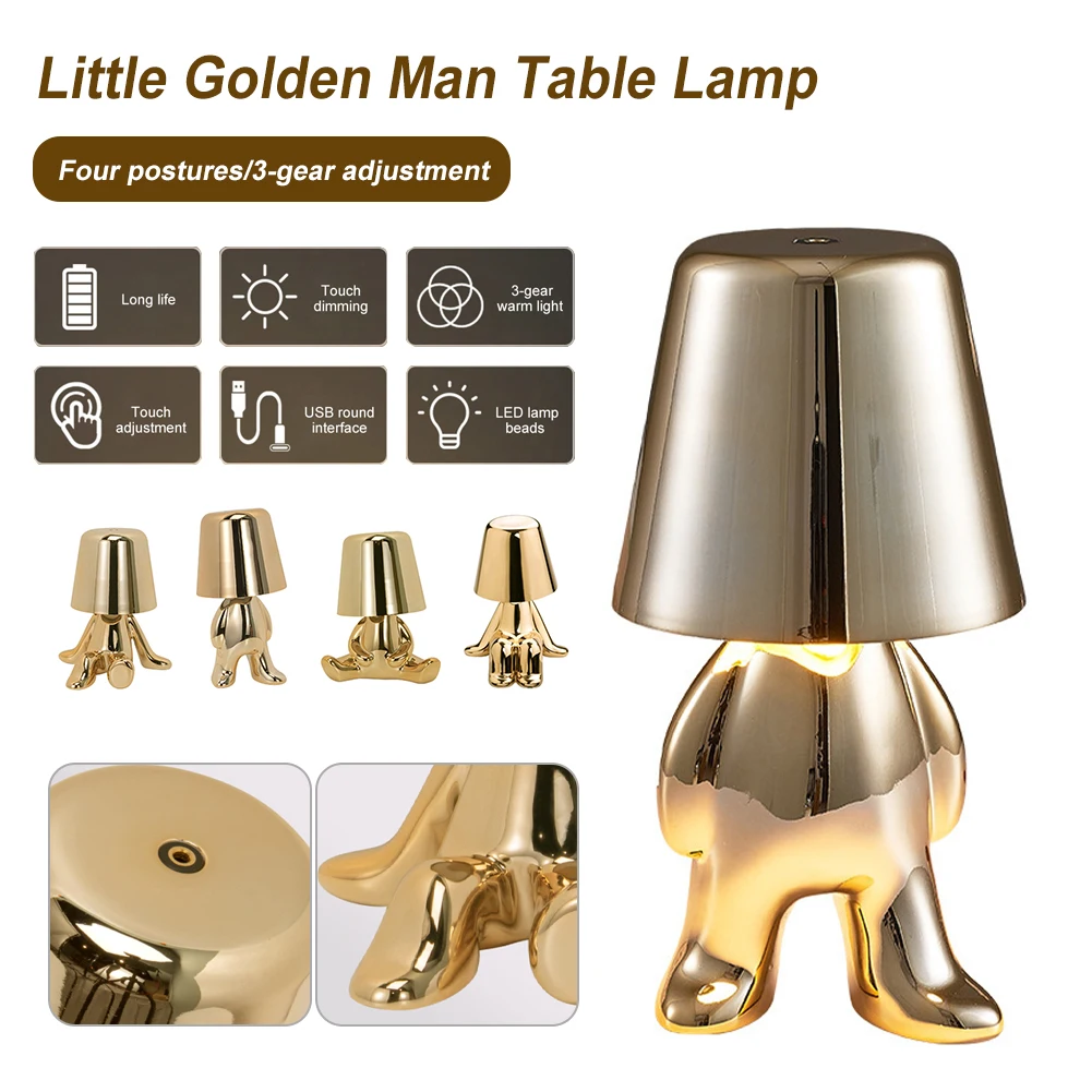 Little Golden Man Night Light LED Touch Table Lamp Art Decor Study Coffee Shop Bar Wireless Bedside Table Lamps Holiday Presents
Little Golden Man Night Light LED Touch Table Lamp Art Decor Study Coffee Shop Bar Wireless Bedside Table Lamps Holiday Presents