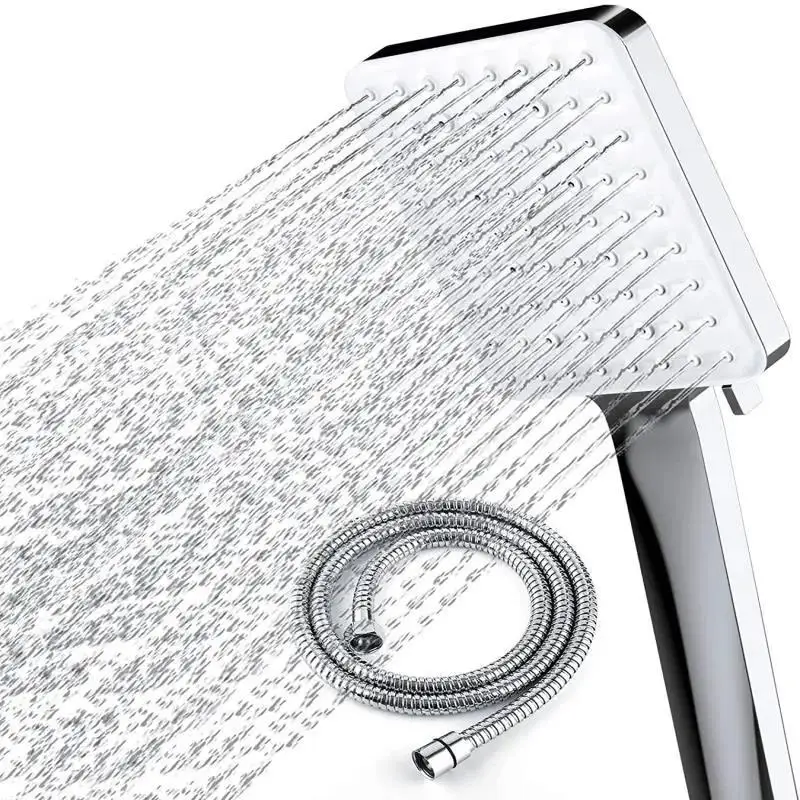 

Shower Head High Pressure Shower Faucets 6 Spray Settings SPA Shower Heads with Hose 59" Stainless Steel Water-saving