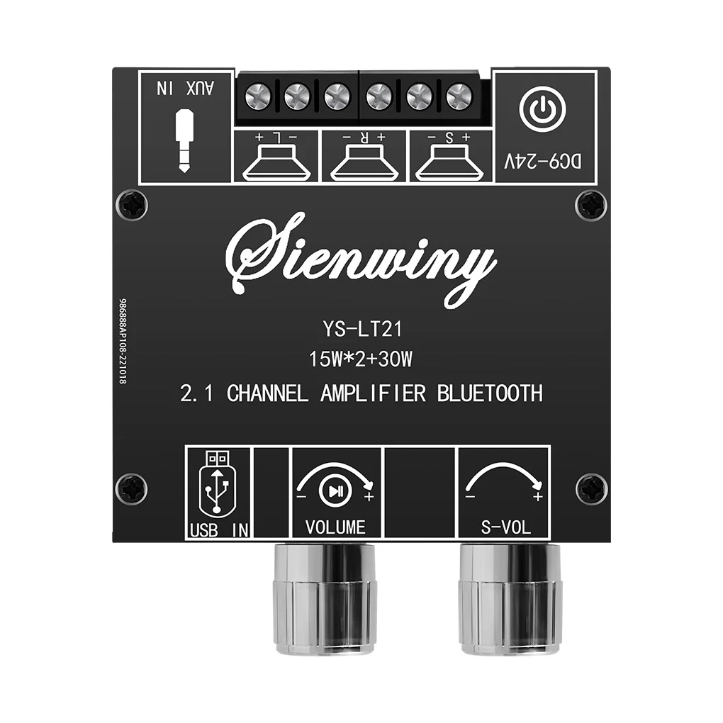 YS-LT21 15W+15W+30W 2.1 Channel Subwoofer Digital Power Amplifier Board AUX 12V 24V Audio Stereo Bluetooth 5.0 Bass Amp for Home
YS-LT21 15W+15W+30W 2.1 Channel Subwoofer Digital Power Amplifier Board AUX 12V 24V Audio Stereo Bluetooth 5.0 Bass Amp for Home
