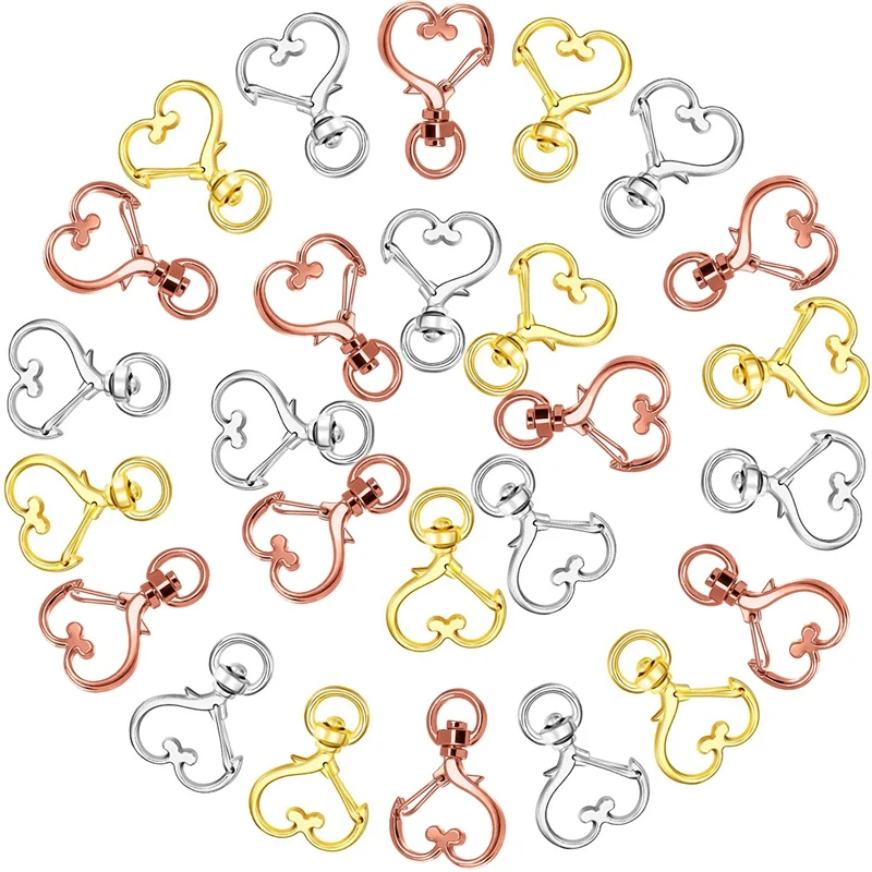 60Pcs Heart Shape Claw Swivel Lobster Clasp,Snap Hook With Key Rings,DIY Accessories For Bag Keychains Jewelry Making
60Pcs Heart Shape Claw Swivel Lobster Clasp,Snap Hook With Key Rings,DIY Accessories For Bag Keychains Jewelry Making