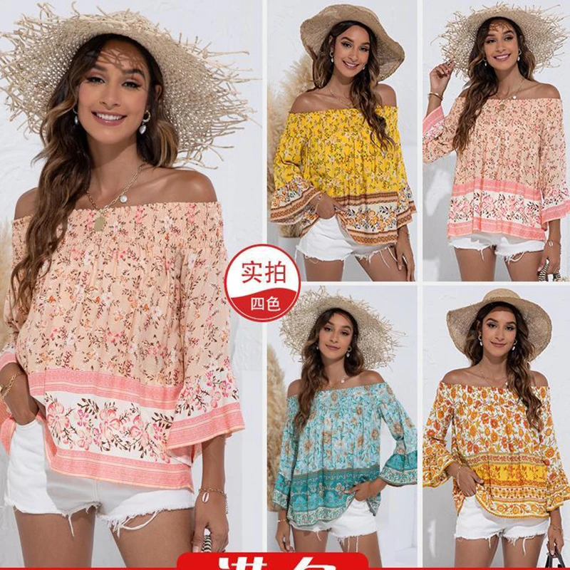 Off Shoulder women's Clothes 2022 Summer New European and American Fashion Leisure Broken Flower Print Trumpet Sleeve Top Coat
Off Shoulder women's Clothes 2022 Summer New European and American Fashion Leisure Broken Flower Print Trumpet Sleeve Top Coat