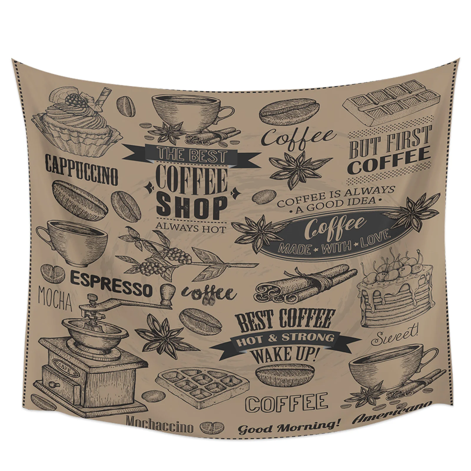 Coffee Beans Cake Cup Tapestry Wall Hanging Home Decor Tapestries Wall Cloth Bedroom Wall Decoration
Coffee Beans Cake Cup Tapestry Wall Hanging Home Decor Tapestries Wall Cloth Bedroom Wall Decoration