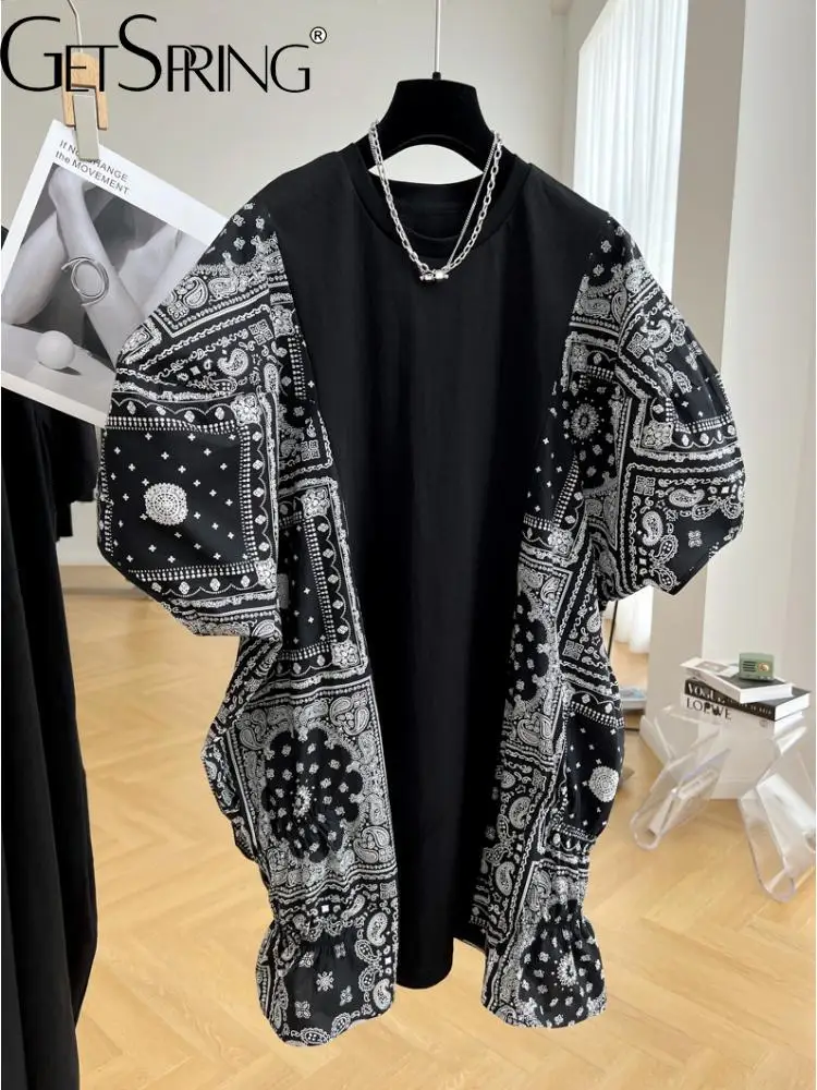 GetSpring Women Dress Retro Batwing Sleeve Printed Patchwork Black Dress Vintage Loose Leisure Ladies Summer Dresses 2022 New
GetSpring Women Dress Retro Batwing Sleeve Printed Patchwork Black Dress Vintage Loose Leisure Ladies Summer Dresses 2022 New