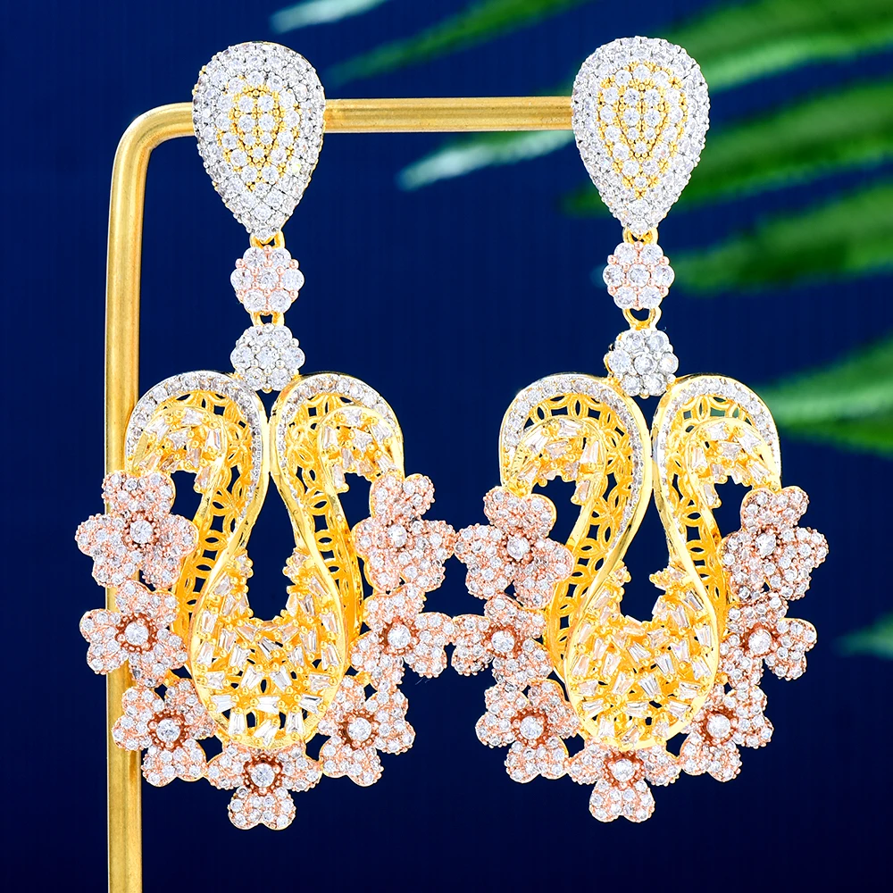 GODKI MAXI Tricolor African Flowers Earrings For Women Wedding Party Cubic Zircon Dubai Bridal Earring boucle d'oreille
GODKI MAXI Tricolor African Flowers Earrings For Women Wedding Party Cubic Zircon Dubai Bridal Earring boucle d'oreille