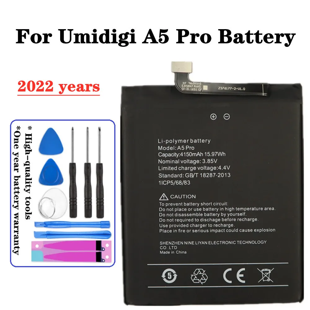 2022 years New 4150mAh Original Umidigi Mobile Phone Replacement Battery For UMI Umidigi A5 Pro Smartphone Batteries + Tools
2022 years New 4150mAh Original Umidigi Mobile Phone Replacement Battery For UMI Umidigi A5 Pro Smartphone Batteries + Tools
