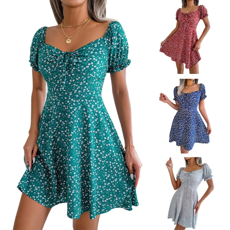 Women's Summer Dress with Drawstring Lace Up and Floral Print Party Mini Dresses drop shipping
Women's Summer Dress with Drawstring Lace Up and Floral Print Party Mini Dresses drop shipping