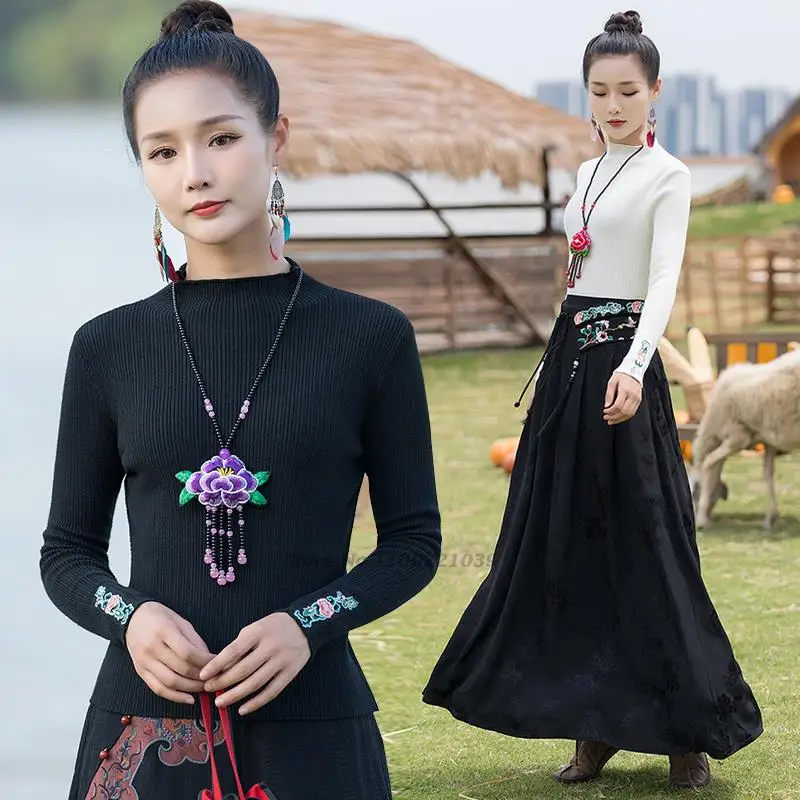 2023 vintage chinese pullover national style women flower embroidery hanfu tops o-neck t-shirt rertro oriental bottoming shirt
2023 vintage chinese pullover national style women flower embroidery hanfu tops o-neck t-shirt rertro oriental bottoming shirt