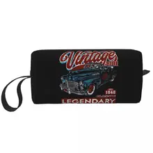 Vintage Ride Rockabilly Hot Rod Makeup Bag Pouch Waterproof Old American Style Classic Muscle Car Cosmetic Bag Travel Toiletry