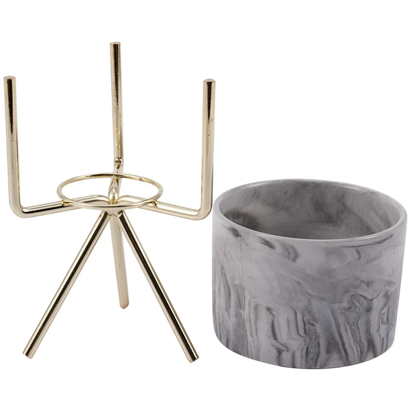 3X Nordic Home Minimalist Style Marble Vase Wrought Iron Tabletop Succulent Flower Pot Gold + White Ceramic S
3X Nordic Home Minimalist Style Marble Vase Wrought Iron Tabletop Succulent Flower Pot Gold + White Ceramic S