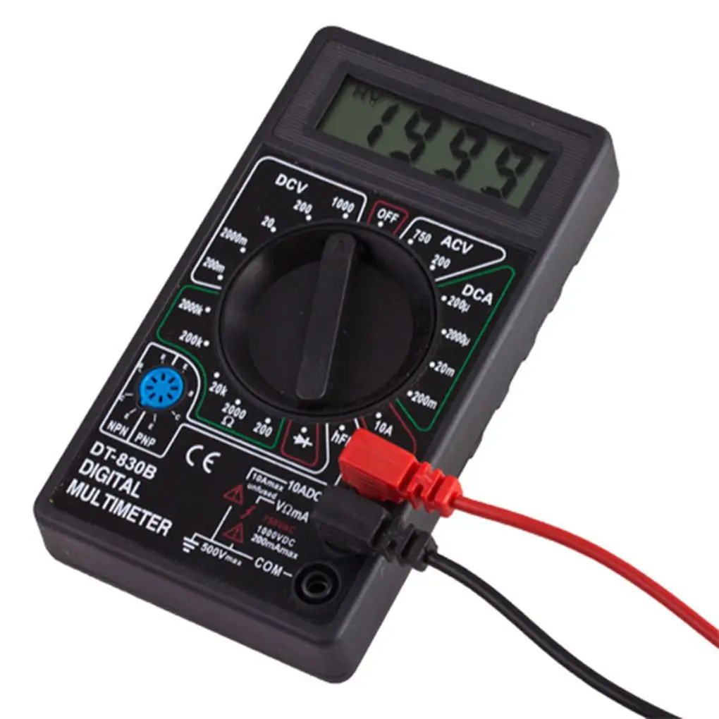 DT-830B Digital Multimeter Handheld Voltmeter Ohmmeter Ammeter AC DC Voltage Checker OHM Circuit Tester Volt Ohm Tester Meter
DT-830B Digital Multimeter Handheld Voltmeter Ohmmeter Ammeter AC DC Voltage Checker OHM Circuit Tester Volt Ohm Tester Meter