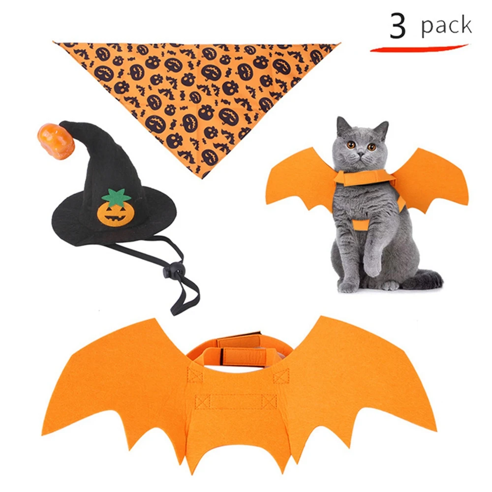 3 Pieces Pet Cat Halloween Costume Bat Wings Witch Hat and Bandanna Kit Funny Cat Dog Festival Party Dress Up Apparel Outfits
3 Pieces Pet Cat Halloween Costume Bat Wings Witch Hat and Bandanna Kit Funny Cat Dog Festival Party Dress Up Apparel Outfits