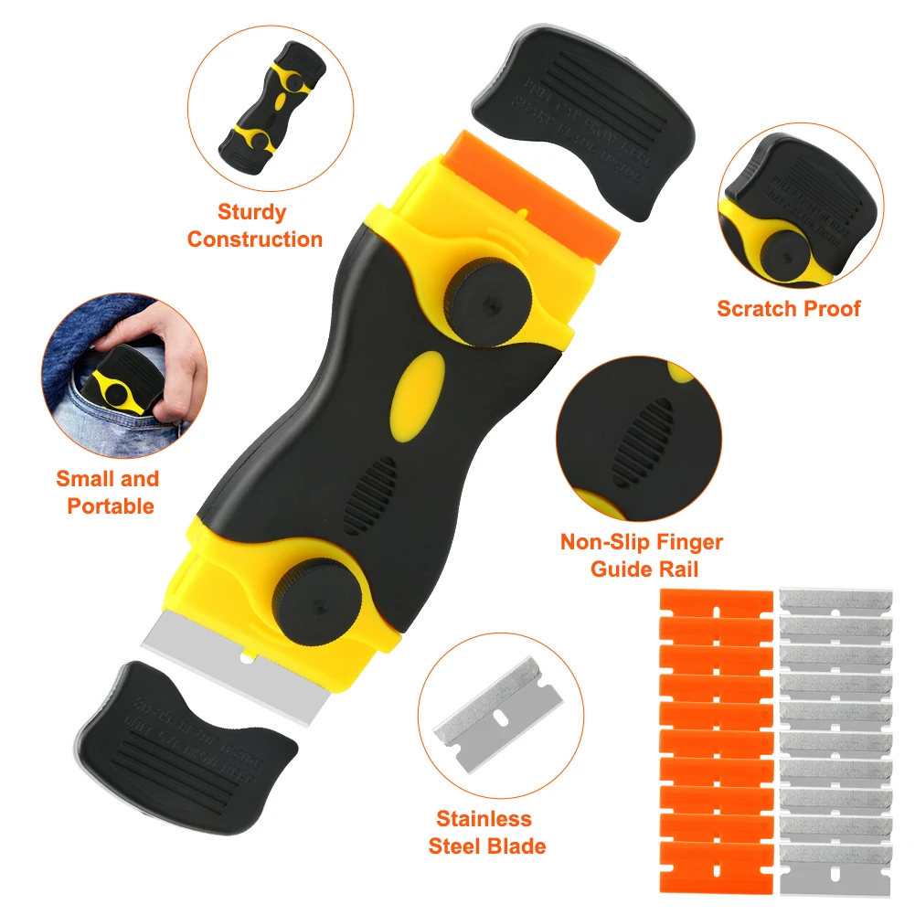 1Pcs Putty Knife Scraper Tool and 2Pcs Razor Blade Scraper Kit Double Edge Razor Scrapers with 10Pcs Plastic Blades
1Pcs Putty Knife Scraper Tool and 2Pcs Razor Blade Scraper Kit Double Edge Razor Scrapers with 10Pcs Plastic Blades