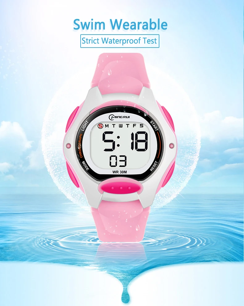Дизайнерские часы для девочек водонепроницаемые цифровые спортивные детские
