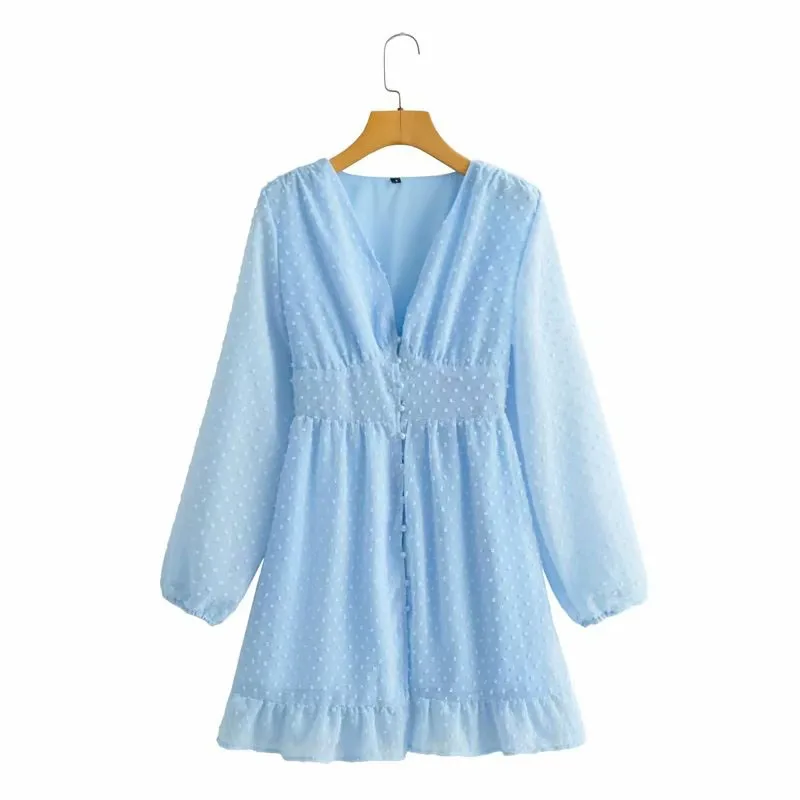 Summer Women's 2023 New Casual Long-Sleeved V-Neck Single-Breasted Chiffon Cut Flower Mini Dress Slim Elegant Short Dresses
Summer Women's 2023 New Casual Long-Sleeved V-Neck Single-Breasted Chiffon Cut Flower Mini Dress Slim Elegant Short Dresses