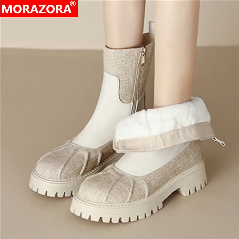 MORAZORA 2023 New Fashion Thick Plush Snow Boots Synthetic Platform Winter Boots Woman Ladies Zipper Ankle Boots
MORAZORA 2023 New Fashion Thick Plush Snow Boots Synthetic Platform Winter Boots Woman Ladies Zipper Ankle Boots