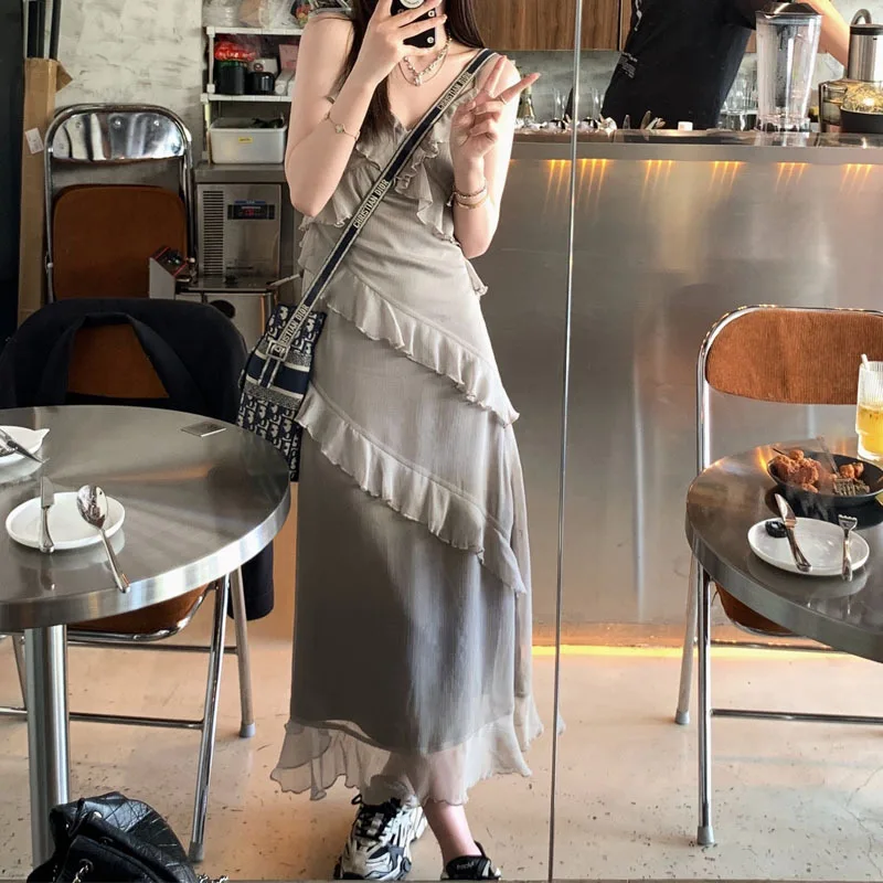 Slightly drunk sweet wine ruffle Slip dress for women in spring and summer, new slim dress for children
Slightly drunk sweet wine ruffle Slip dress for women in spring and summer, new slim dress for children