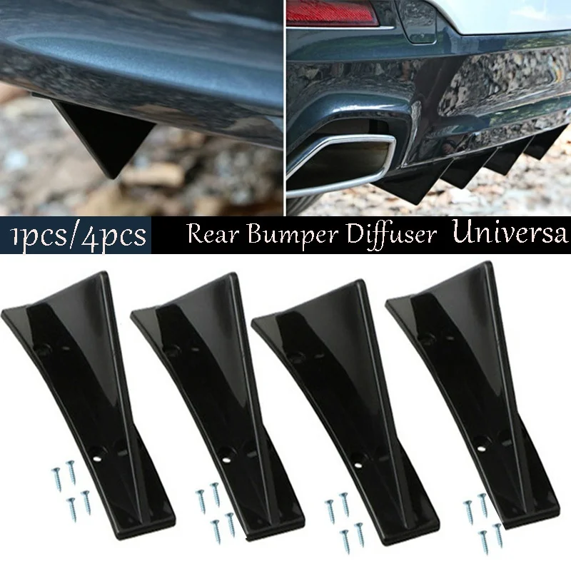 Универсальный автомобильный аксессуар, 4 плавника, акулий плавник, стильный спойлер для заднего бампера, разветвитель губ, Стайлинг автомоб...