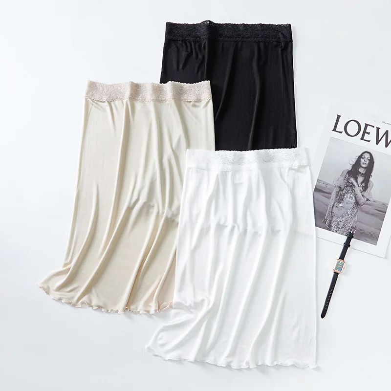 Mulberry Silk Anti Tarnish Petticoat Silk Bottomed Skirt Anti Penetrating Skirt Lining Inner Skirt Female Summer Soft Slim Skirt 
Mulberry Silk Anti Tarnish Petticoat Silk Bottomed Skirt Anti Penetrating Skirt Lining Inner Skirt Female Summer Soft Slim Skirt