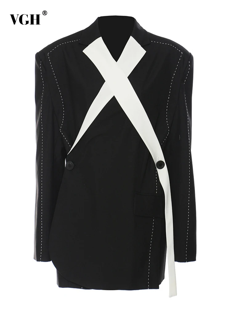 VGH High Street Colorblock Blazer For Women Notched Long Sleeve Patchwork Bright Line Loose Coats Female Spring Fashion Clothing
VGH High Street Colorblock Blazer For Women Notched Long Sleeve Patchwork Bright Line Loose Coats Female Spring Fashion Clothing