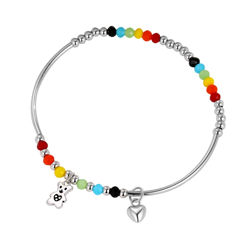 S925 Sterling silver Love Bear Rainbow bracelet personality stretch beaded hand rope fashion accessories for women
S925 Sterling silver Love Bear Rainbow bracelet personality stretch beaded hand rope fashion accessories for women