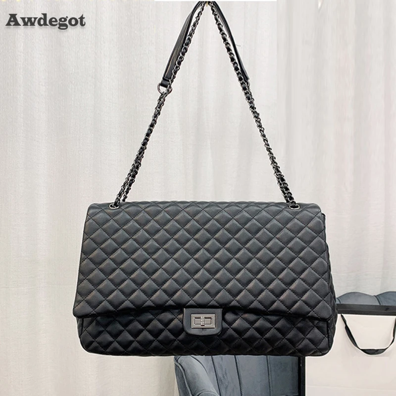 

43CM Large Shoulder Handbag Women's Bag 2022 Trend Big Travel Tote Female Classical Designer PU Quilted Purse Lady Overnight Bag